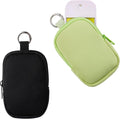 2Pcs Small Makeup Bag, Mini Portable Travel Cosmetic Bag, Soft Neoprene Makeup Pouch with Zipper, Fashion Accessory with Snap Hook, Cute Coin Purse Lipstick Cosmetic Travel Organizer(Black+ Green)