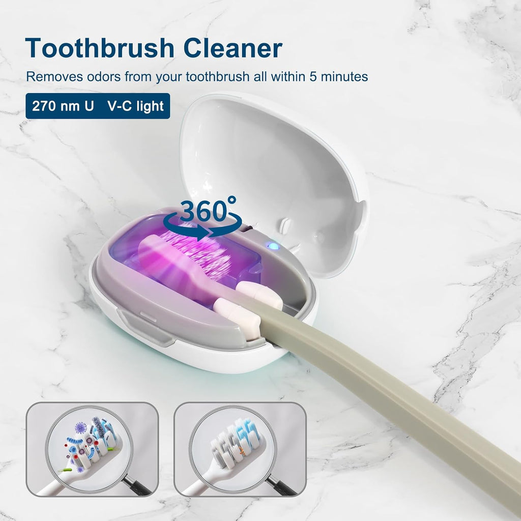 Toothbrush Holder, Toothbrush Cleaner Case, Portable USB Charging Toothbrush Cover with U V-C Light, Travel Toothbrush Holder