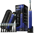 Wagner Stern The Sapphire Blue Edition ultrasonic whitening Electric Toothbrush Features Five Brushing Modes, Eight Soft Brush Heads, and a Premium Travel case.