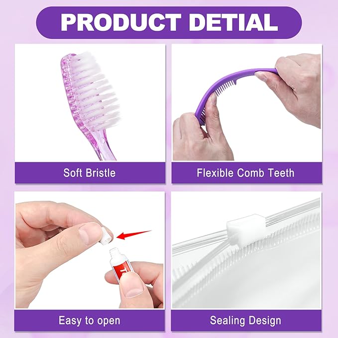 100 Kits Travel Toiletry Kit Bulk, Personal Hygiene Kit, Disposable Hygiene Kit Homeless Care Supplies Charity Kit For Home, Hotel, Camping, Travel