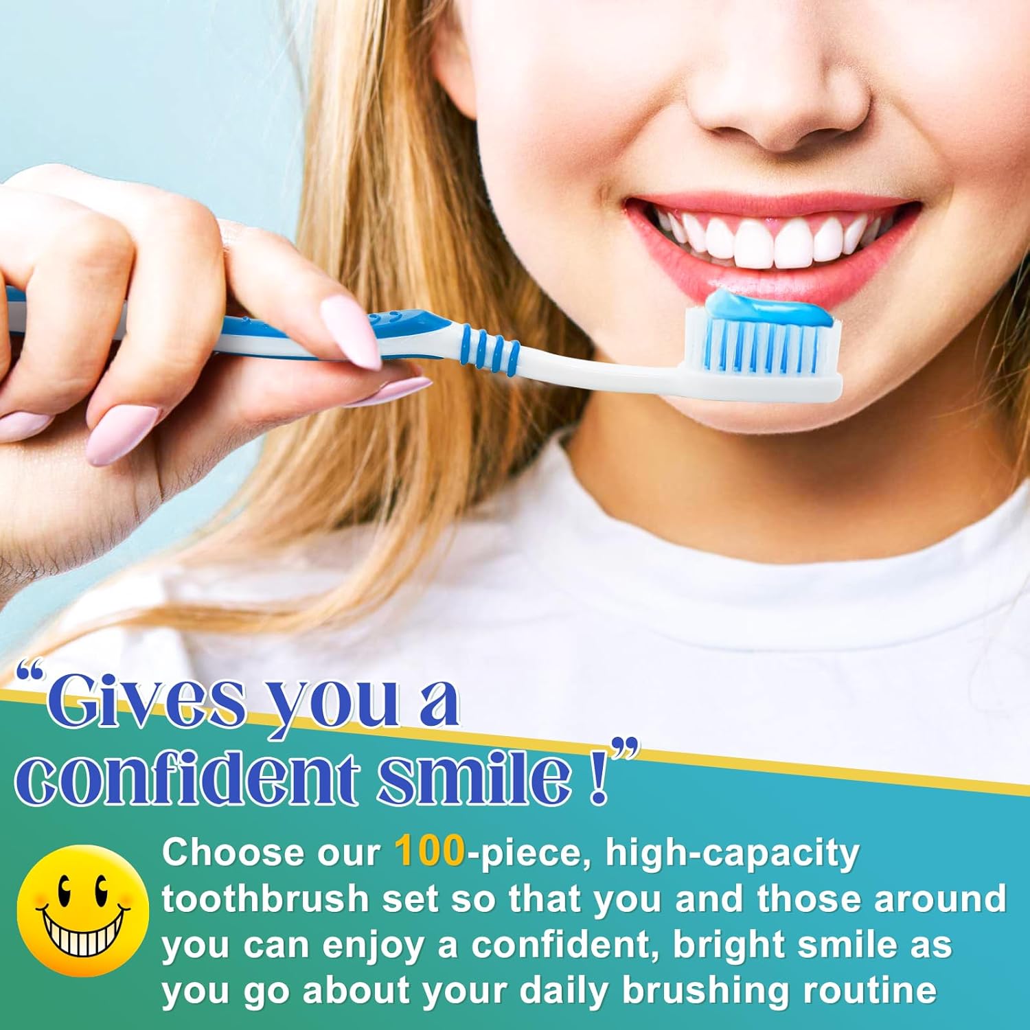 100 Pcs Toothbrush Bulk Disposable, Travel Toothbrushes Pack, Soft Bristle Individually Wrapped and Good Cleaning for Kids, Adult and The Elderly. Suitable for Hotel, Travel, Home, Donated