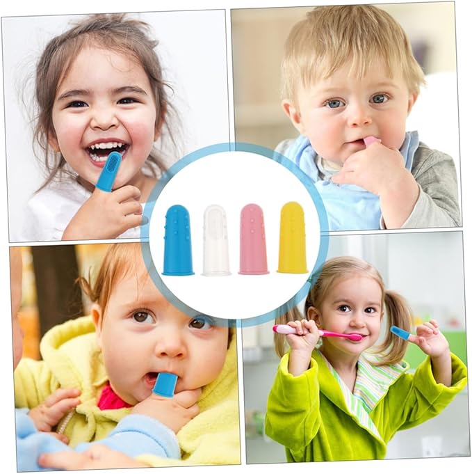 12Pcs Finger Toothbrush Silicone Oral Cleaner Tongue Brush Soft Bristles Ergonomic Fit for Gentle Gum Massage and Deep Plaque Removal