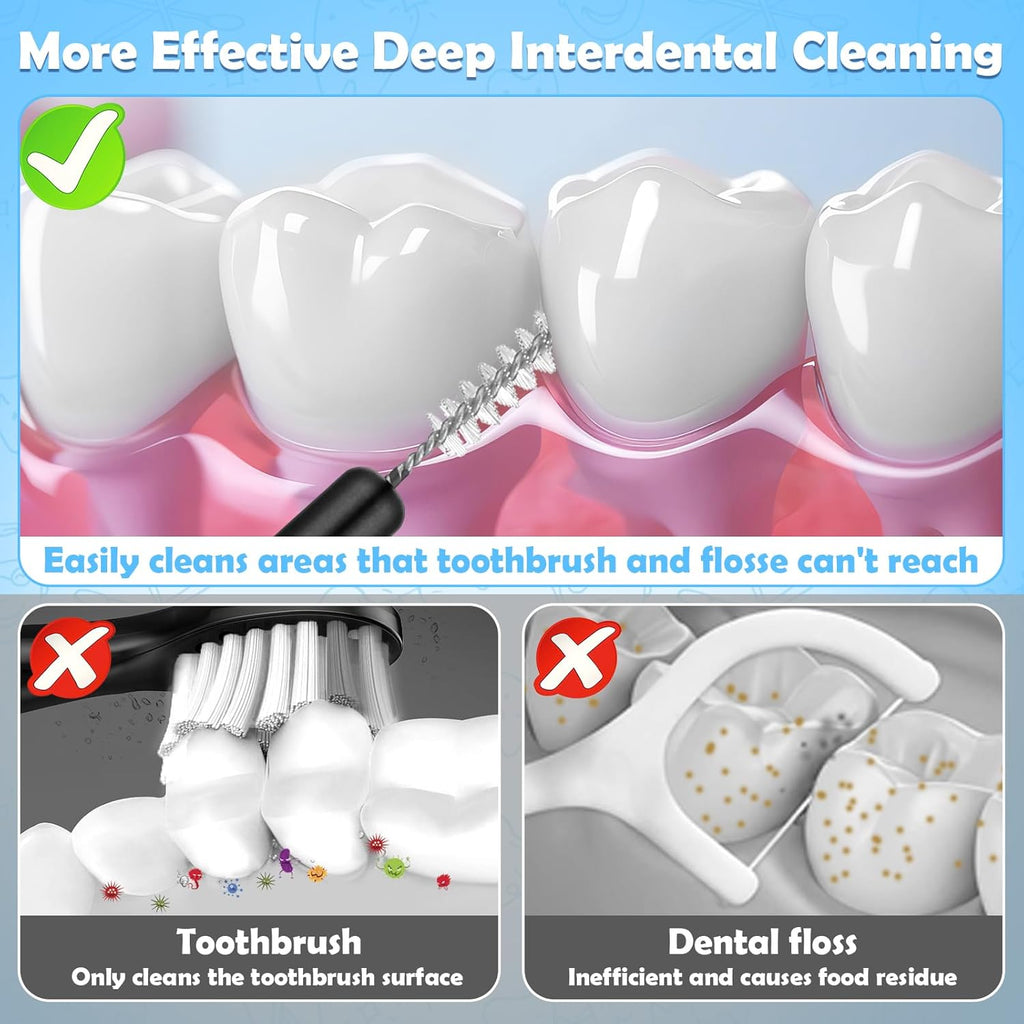 120Pcs Interdental Brushes, 360° Bendable Soft Bristles Braces Flossers Brush Dental Brushes Between Teeth Dental Floss Picks for Gum Braces Oral Teeth Cleaning Tool