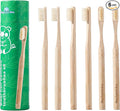 Boar Bristles & Bamboo Toothbrush, Premium Boar Bristle Toothbrush for Adult, Plastic & Nylon Free, Eco-Friendly Natural Biodegradable Compostable Bamboo Tooth Brushes 6 Pack