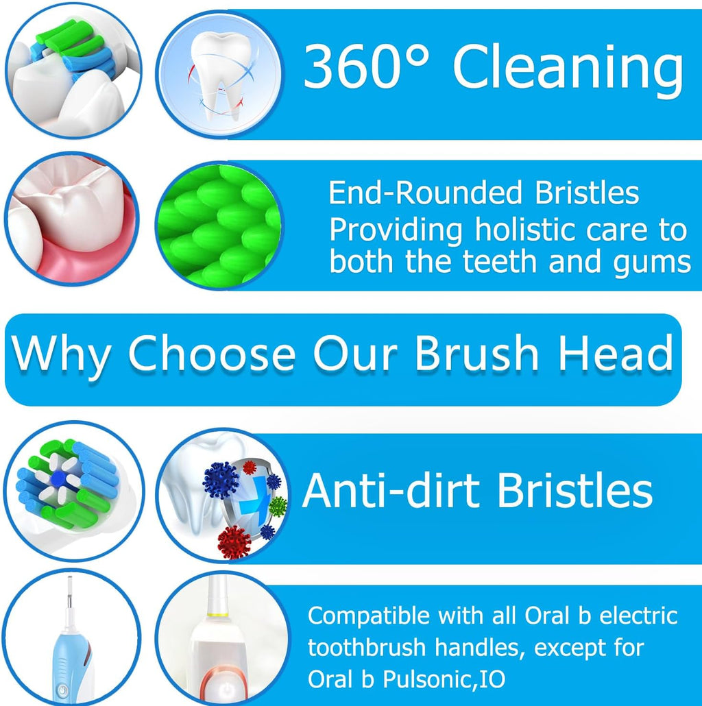 Precision Replacement Toothbrush Heads Compatible with Braun Oral b 7000/Pro 1000/3000/8000/9600/ 5000/Genius and Smart Electric Toothbrush (White-12pcs)