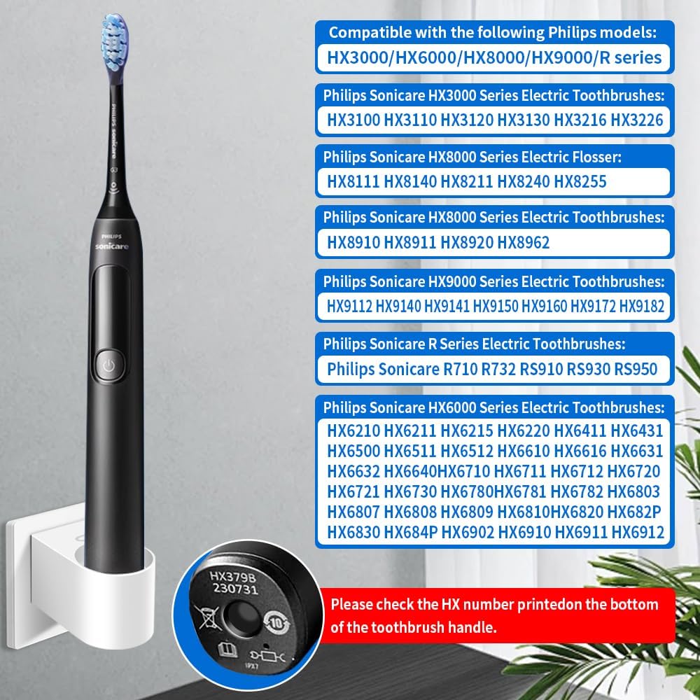 2 in 1 Charger for Philips Sonicare Electric Toothbrush, Convertible Wired Charger for HX3000 HX6000 HX6100 HX8000 HX9000 Series, Wireless/Wired Charging & 360° Rotatable Plug