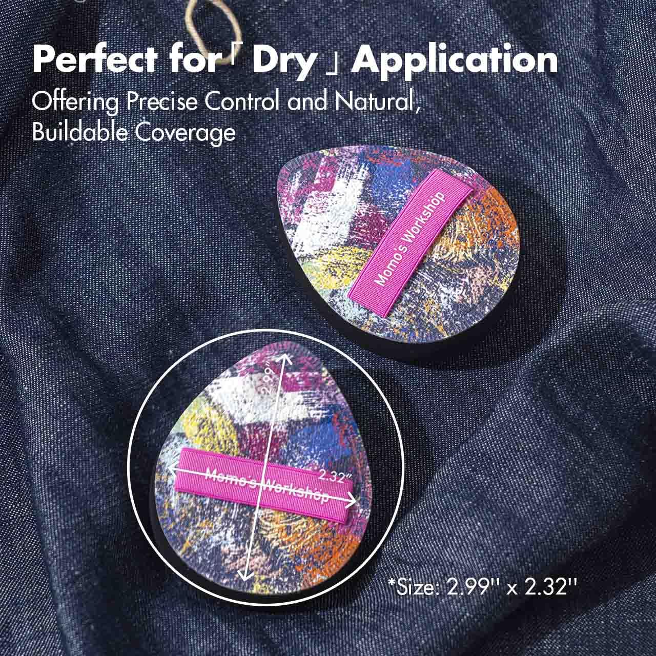 Momo's Workshop Graffiti Denim Egg Makeup Sponge 2-Pack,Ultra Firm Bounce Rubycell Sponge for Liquid-Full Coverage Foundation,for Dry/Combination Skin,Travel Friendly,2pcs &Storage Case