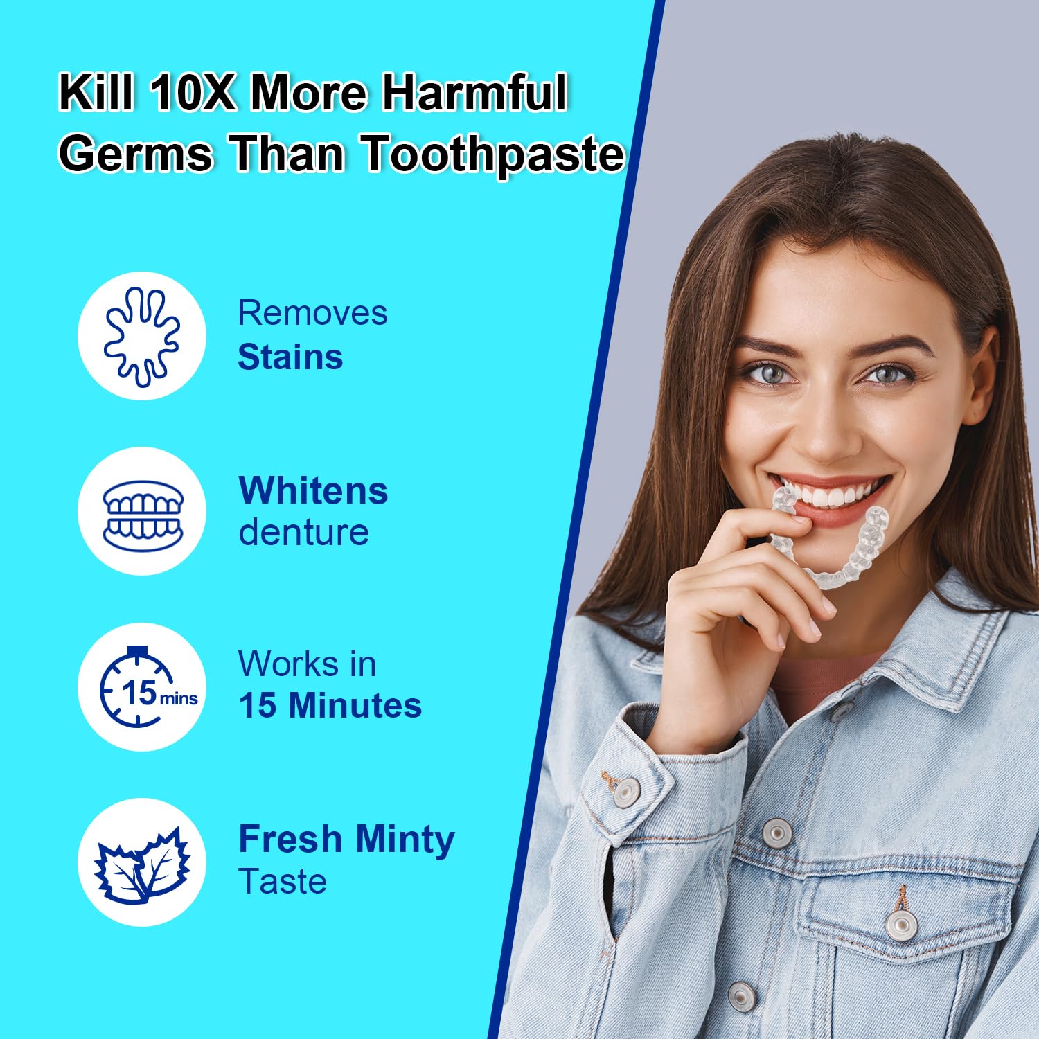 MySmile Retainer Cleaner with 120 Denture Cleaning Tablets, Quickly Remove Odors, Discoloration Stains & Plaque from Aligner, Mouth Guard, Night Guard and More Dental Appliances (Orange Flavor)