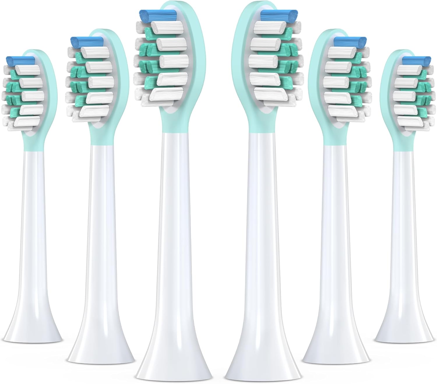 Replacement Toothbrush Heads for Philips Sonicare Electric Toothbrush, 2-in-1 Tongue Cleaner, 6 Pack, Mint Green,Suitable for Philips Sonicare Heads, C2, C1, C3, W1, W2, W3, G1, G2, G3