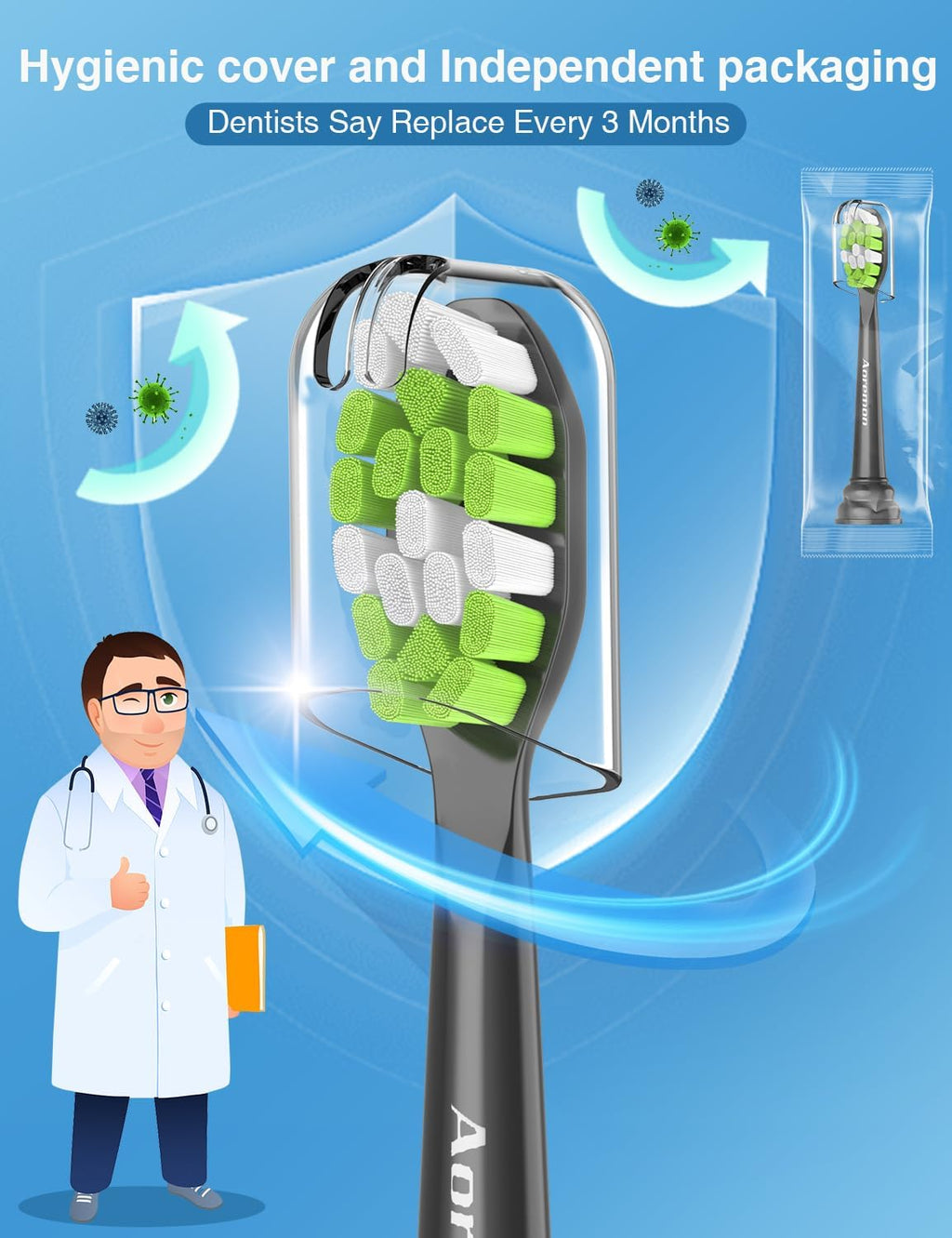 Replacement Toothbrush Heads for Philips Sonicare diamondclean Electric Toothbrush Heads Compatible with Sonicare 4100 5100 5300 6100 c2 c1 c3 w Snap-on Electric Tooth Brush Handle,8 Count, Black