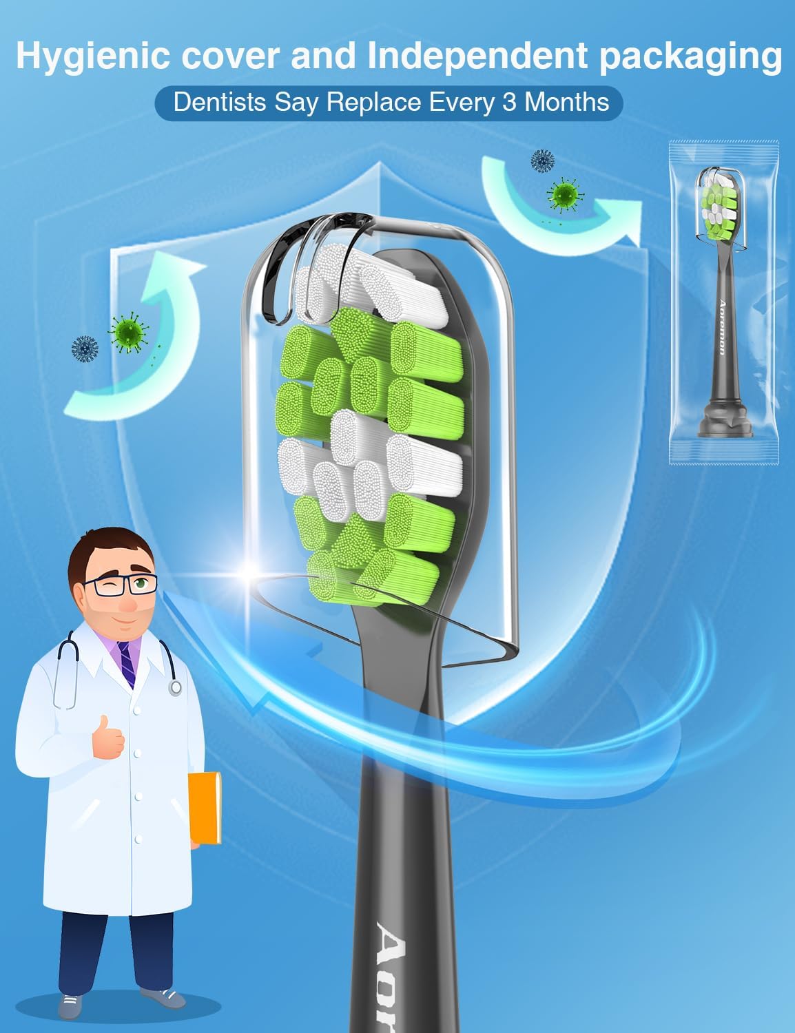 Replacement Toothbrush Heads for Philips Sonicare diamondclean Electric Toothbrush Heads Compatible with Sonicare 4100 5100 5300 6100 c2 c1 c3 w Snap-on Electric Tooth Brush Handle,8 Count, Black