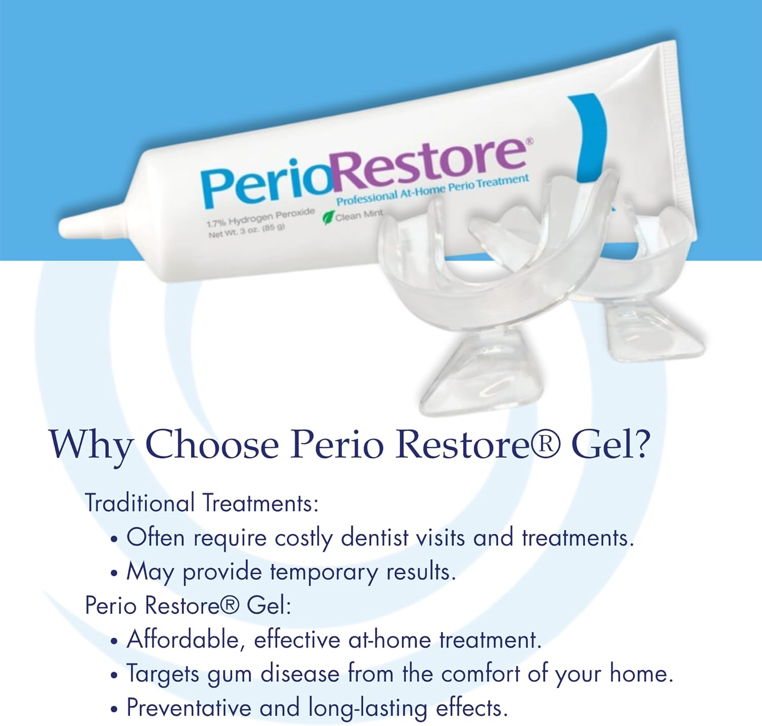 Perio Restore Gel 3 Ounce Tube; 1.7% Hydrogen Peroxide Oral Cleansing Treatment Gel. Mint Flavor
