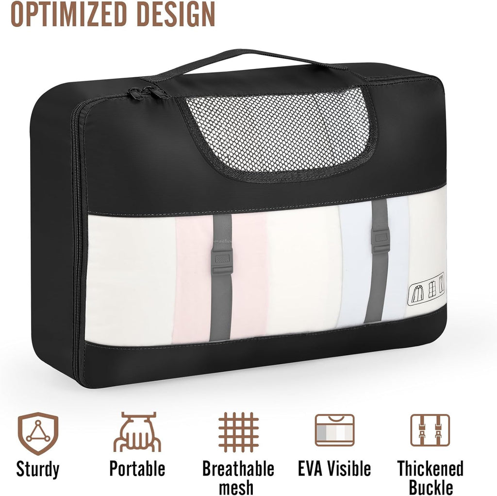 Veken 10 Set Packing Cubes for Travel Essential, Suitcase Organizer Bags in 4 Sizes, Carry-On Luggage Accessories with Large Laundry & Hanging Toiletry Bag, Must-Have for Airplane, Road Trip & Camping