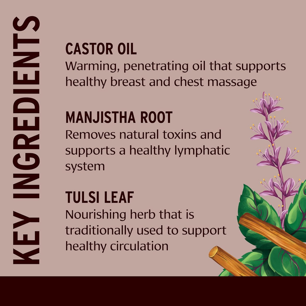 Banyan Botanicals Breast Care Balm – Organic Herbal Salve with Tulsi & Palmarosa – for Lymph Massage & Breast Health – Promotes Healthy Circulation – 4 oz – Non GMO Sustainably Sourced Petroleum Free