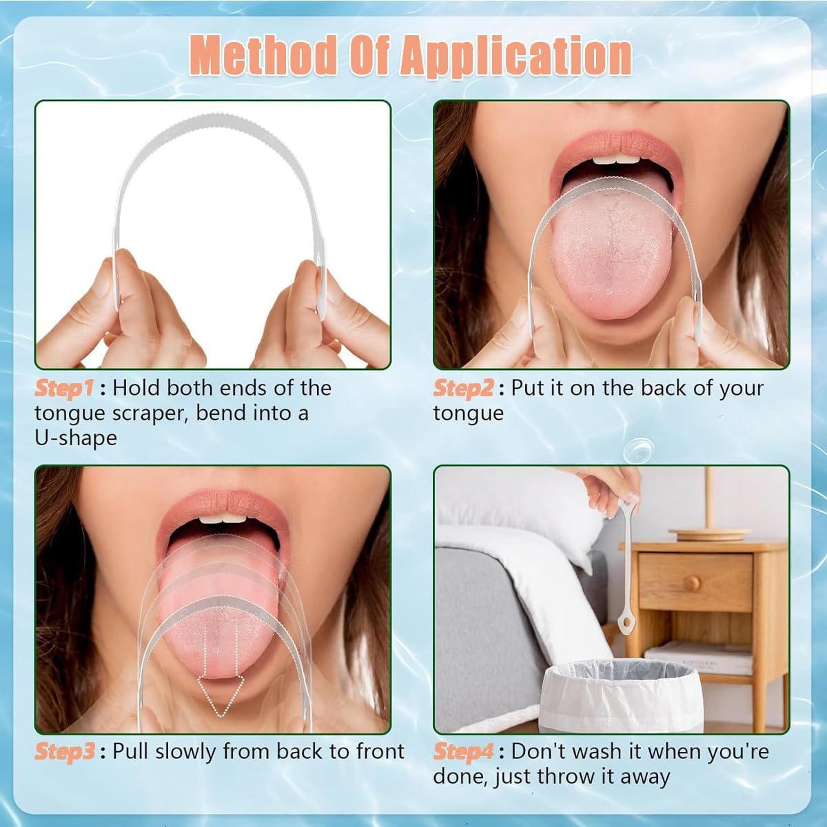 100 Count Disposable Tongue Scraper, Tongue Cleaner for Adults and Kids, Ergonomic plastic tongue scraper,Tongue Scrubber for Oral Care,Reduce Bad Breath,Promote Fresh Breath