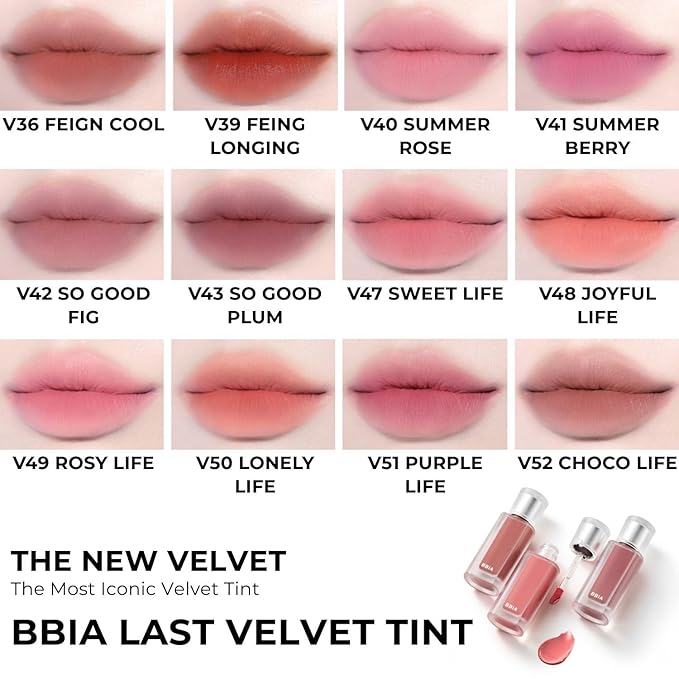 BBIA Last Velvet Tint NEW - Soft Creamy Matte Finish Lip Stain, Blur Effect & Velvety Texture, Long-Lasting, High Pigment, Non-Drying, Vegan, Korean Lip Makeup (V14 CHILL BOSS, Pack of 1)