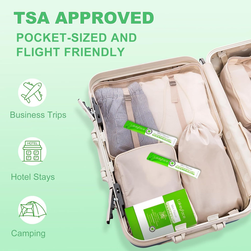 Mouthwash, 30 Packets Travel Mouth Wash for Adults, Alcohol Free, Mini Mouthwash for Travel Essential, TSA Approved Mouthwashs Bulk Pocket Size On The Go,Mint,11ml/0.37FL.OZ Each