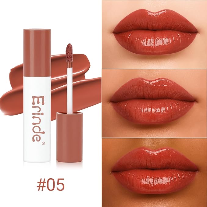 Erinde Lips Staining Lip Oil, Glossy Lip Stain, Long-Lasting Lightweight Lip Staining Oil, Moisturizing Plumping Hydrating Glossy Lip Tint, Vegan & Cruelty-Free, 05