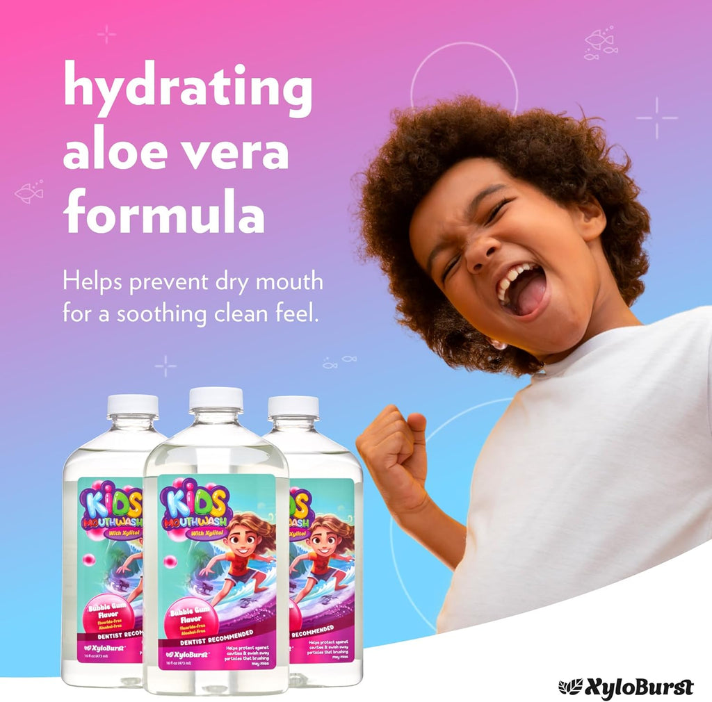 Xyloburst Oral Rinse Kids Mouthwash - Natural Xylitol Mouthwash, Fluoride Free Mouth Rinse with Aloe Vera, Alcohol Free, 16 fl oz