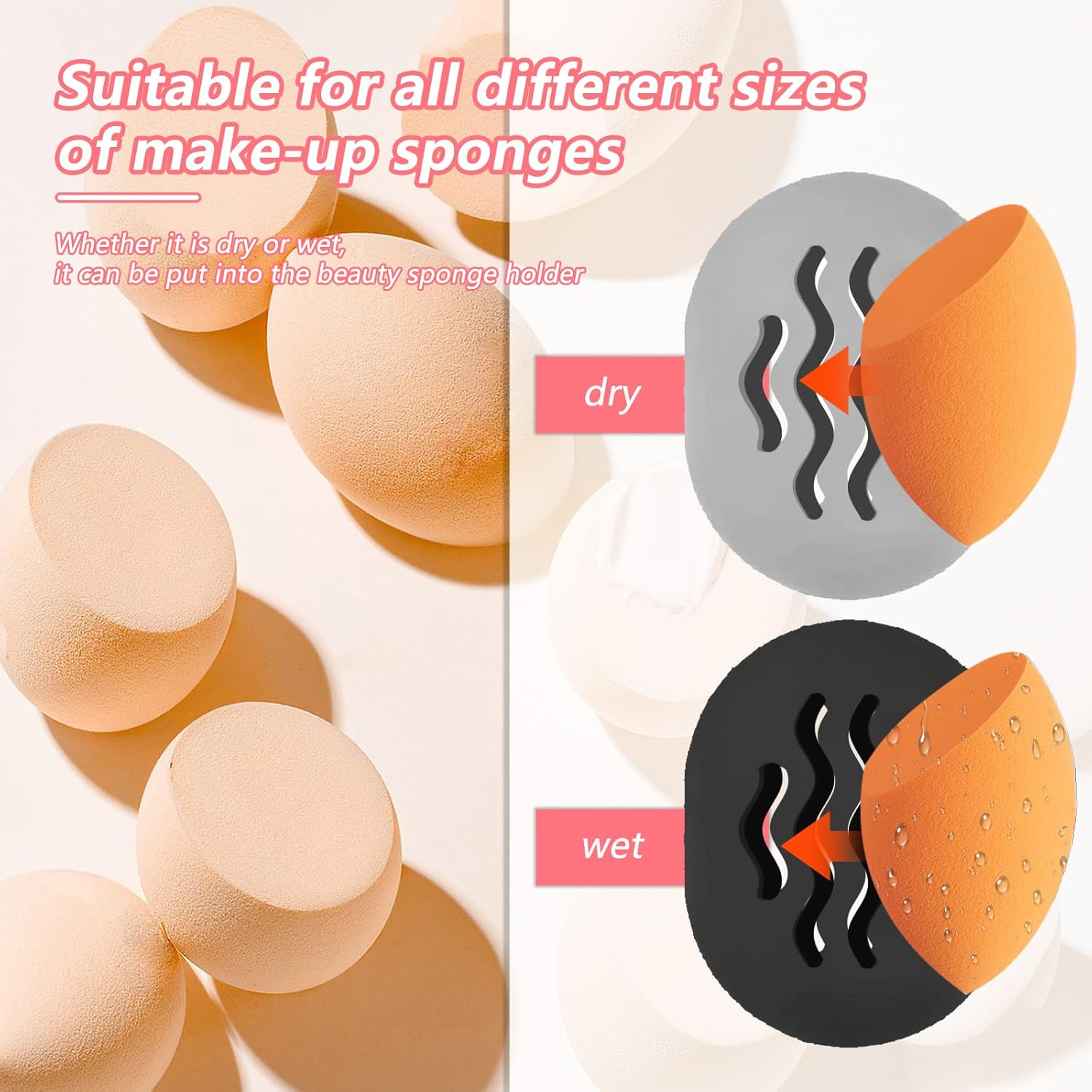 Makeup Sponge Holder,Travel Make up Sponges Organizer,Silicone Shatterproof Make Up Sponge Case,Breathable makeup sponge case, suitable for business or travel(Grey)