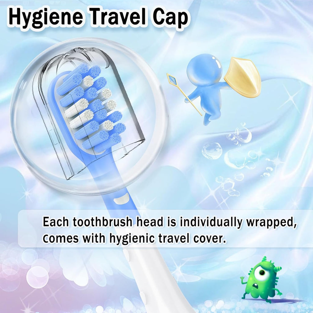 Kids Replacement Heads for Philips Sonicare 6032/94 6321 6340 6042 6320 6330, 3+ Years Old Toddler Soft Electric Toothbrush Compact, Child Brush Head for Boys Girls, 8 Pack Pink & Blue