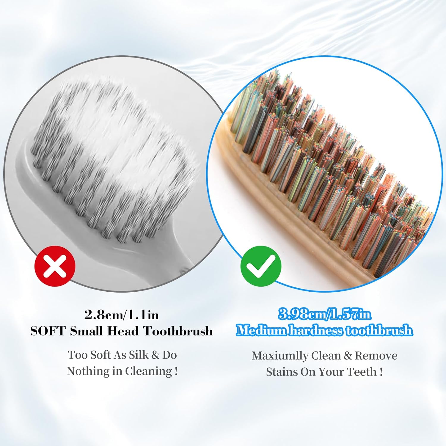 Big Head Medium Toothbrush Long Head Adult Toothbrush Cleaning Stains whitening Teeth Set of 4.