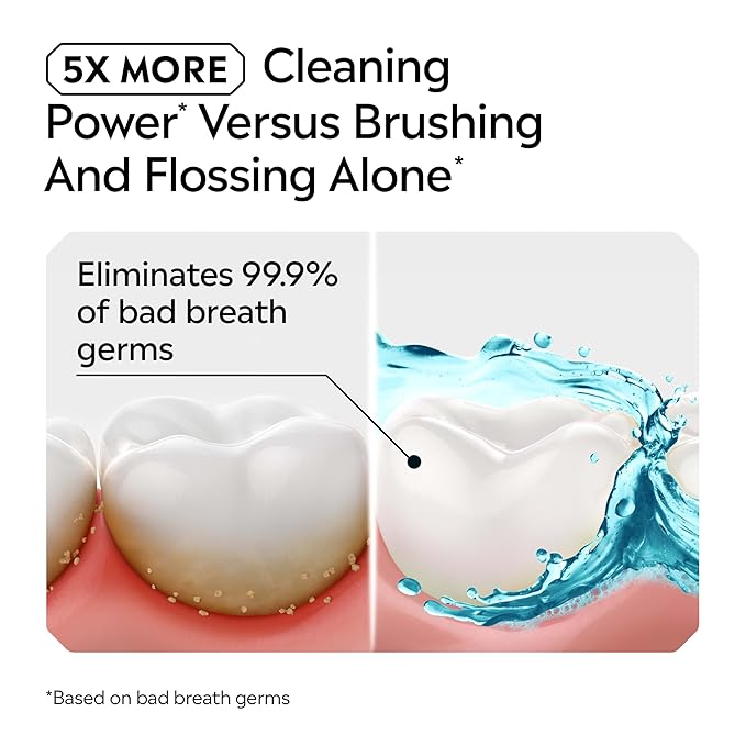 Listerine Gum Therapy Antiplaque & Anti-Gingivitis Mouthwash, ADA Accepted Oral Rinse Helps Reverse Early Gingivitis Signs Like Bleeding Gums, 4X Healthier Gums in 3 Weeks vs Brushing Alone, Mint, 1 L