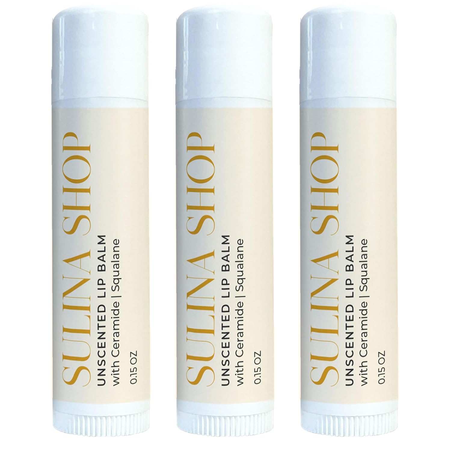 Unscented Lip Balm Hydrating for Dry Lips - Lip Moisturizer with Castor Oil and Beeswax, Chapped Lip Repair, Restores Smoothness, Barrier Protection, Fragrance-Free and Gentle (Pack of 3)