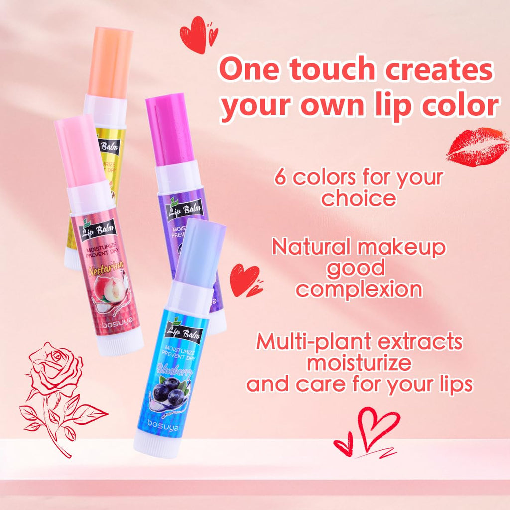 Fruit flavor lip balm,6 pack Natural Soft All-Day Moisturizer with Vitamin E and Coconut Oil,100% Natural & Organic Lip Balm Sticks for repair chapped lips or dry lips