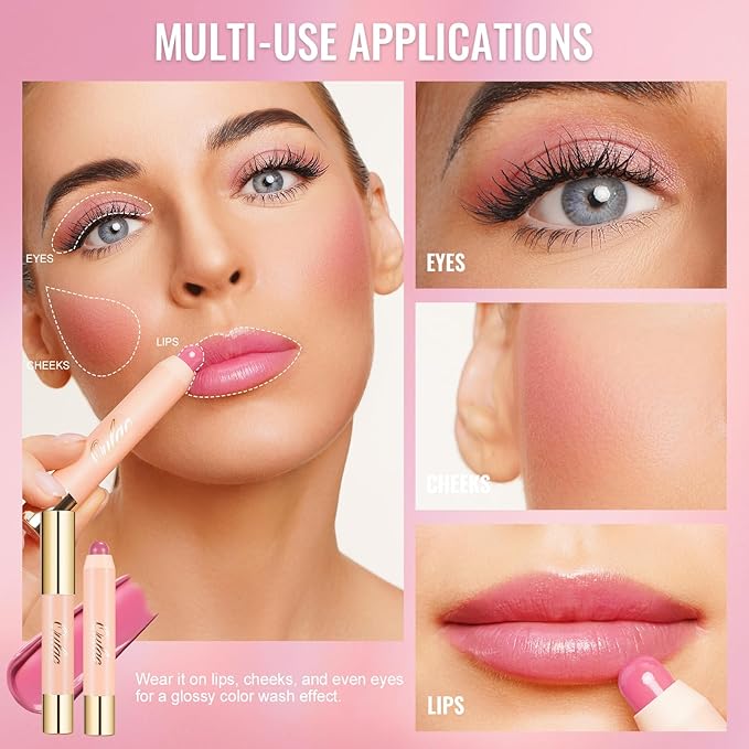 Oulac Light Pink Lipstick - Moisturizing Lipstick Tinted Lip Balm for Dry Lips, Hydrating Lip Crayon & Blush - Lip Colour and Cheeks Makeup | 2.48g, Rose Tea (06)