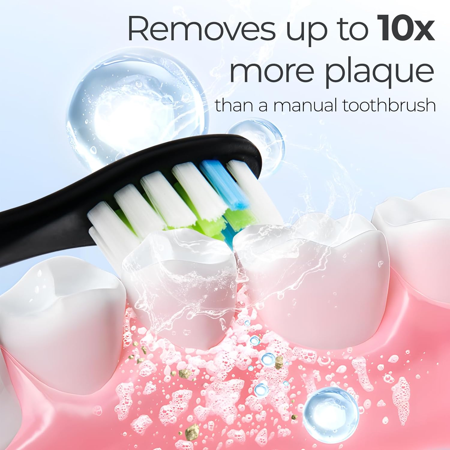 Sonic Electric Toothbrush for Adults - 5 Modes Power Sonic Rechargeable Black Electric Toothbrush with 8 Brush Heads