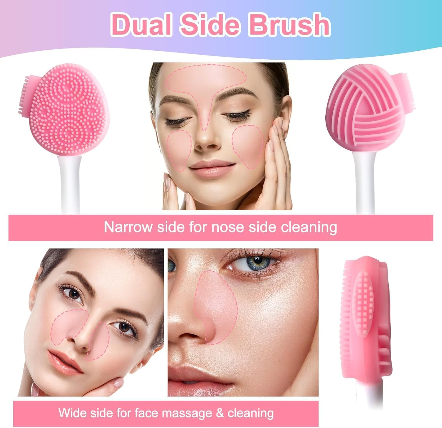 2pcs Silicone Face Scrubber Face Mask Brush Exfoliating Lip Cleansing Facial Cleansing/Wash Brush Exfoliator Blackhead Skin Care Tool Makeup Removes Dead & Dry Skin for Women Men