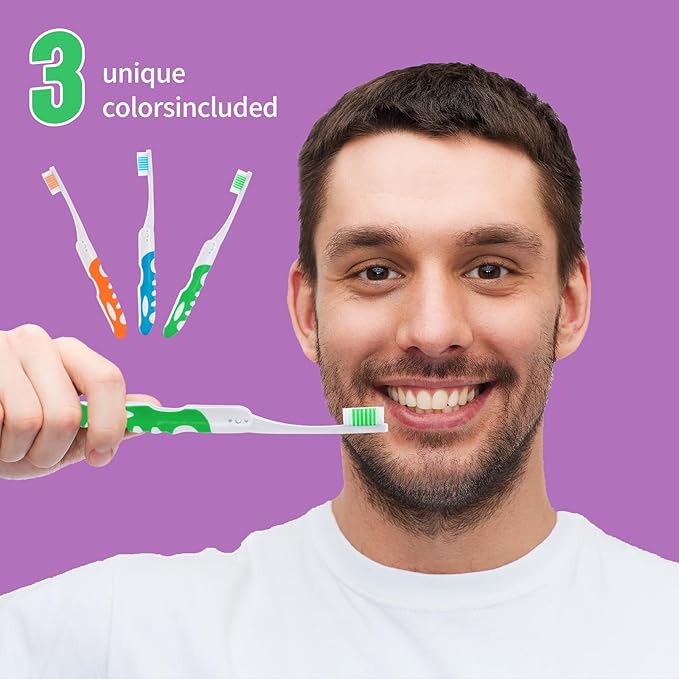 Portable Travel Folding Toothbrush, Outdoor Mountaineering Camping Medium Toothbrush 3-Pack