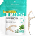 Floss Picks Biodegradable (200pcs) - Plant Based Dental Floss Picks, Natural Flossers for Adults & Kids, Nontoxic Vegan Tooth Pick Flossers & Eco Floss Sticks - Double Thread Mint