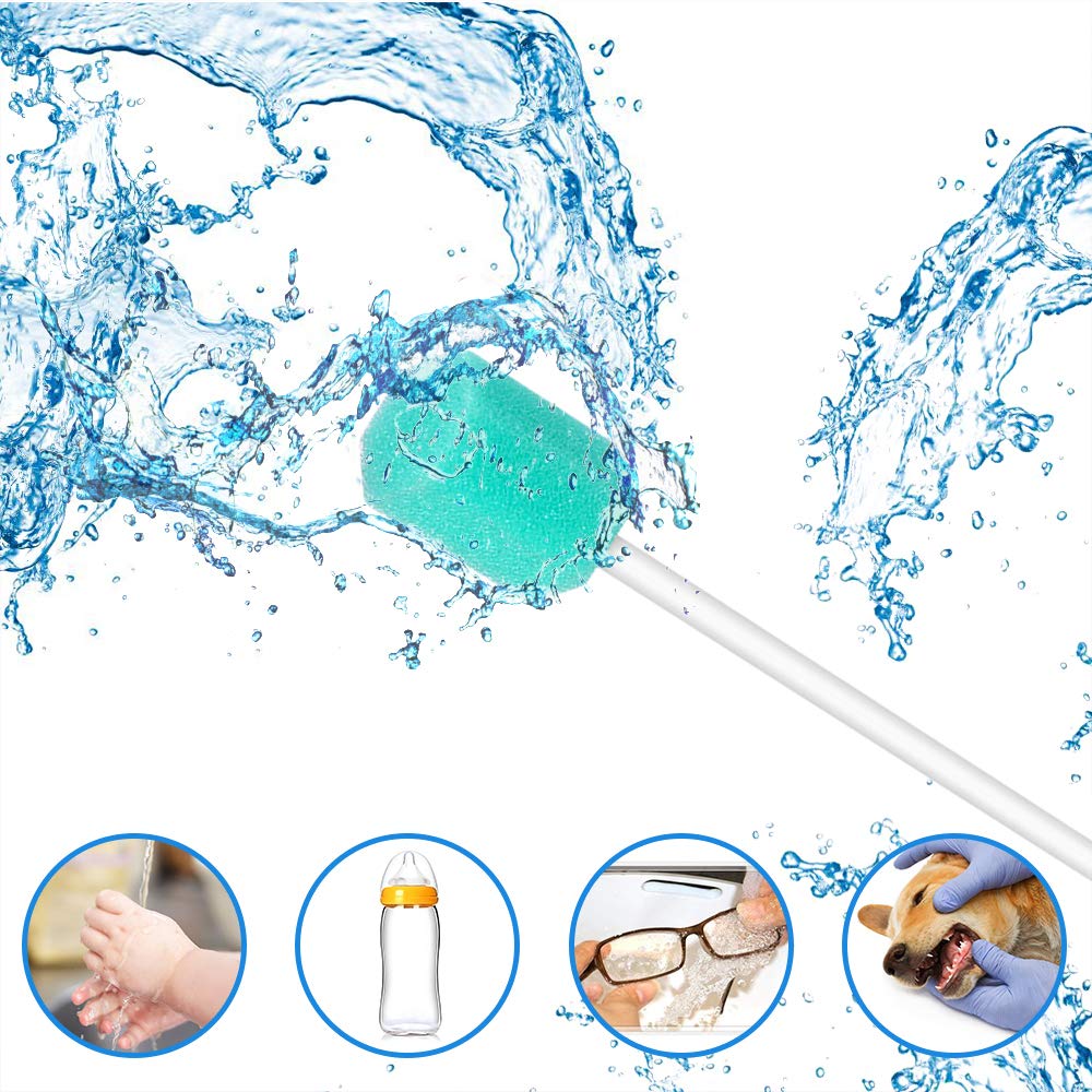 (50 Pack) Disposable Oral Swabs, Sterile Dental Sponge Swabsticks Unflavored for Mouth & Gum Cleaning