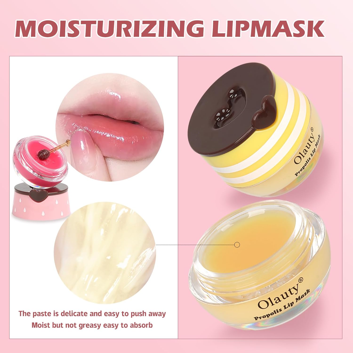 8 PCS Bee Lip Balm Lip Mask Honey Pot, Propolis Lip Mask Overnight Moisturizing Lip Balm with Stick, Lip Sleeping mask Hydrating Prevention Dry & Cracked,Reduce Lip Lines Scrubs Exfoliato