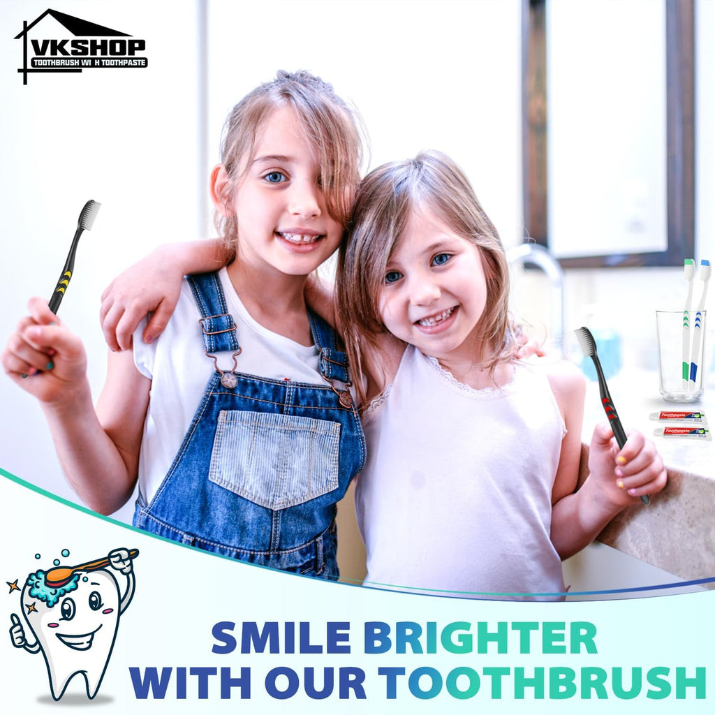 120 Pack Disposable Toothbrushes with Toothpaste,Individually Wrapped for Adults,Travel, Hotel,Donation,Homeless Shelters,OCC Care Packages - Medium Bristle (Black)