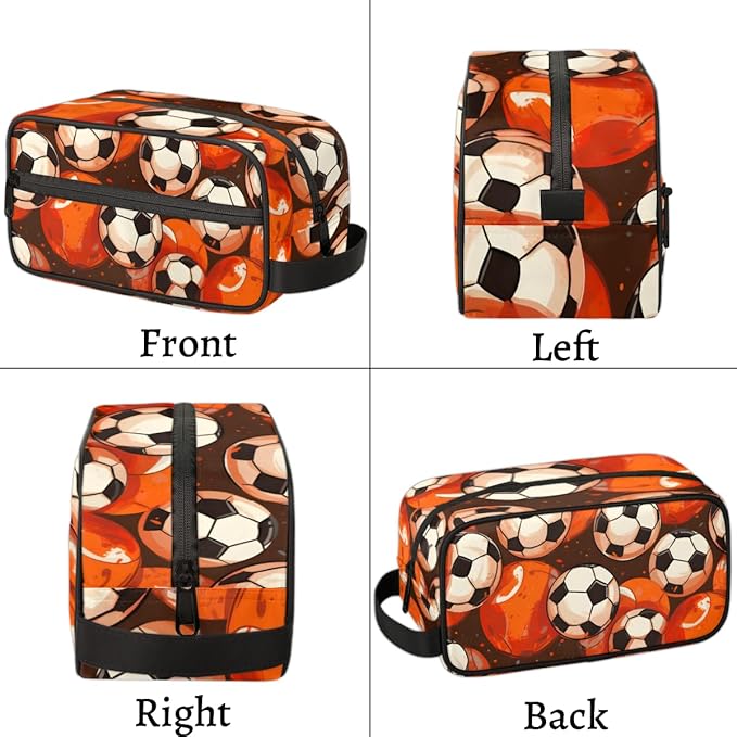Sports Football Balls Boys Travel Toiletry Bag Waterproof Wash Bag Shower Shaving Bag Cosmetic Organizer Makeup Bag Portable Toiletries Accessories for Women Men Balls
