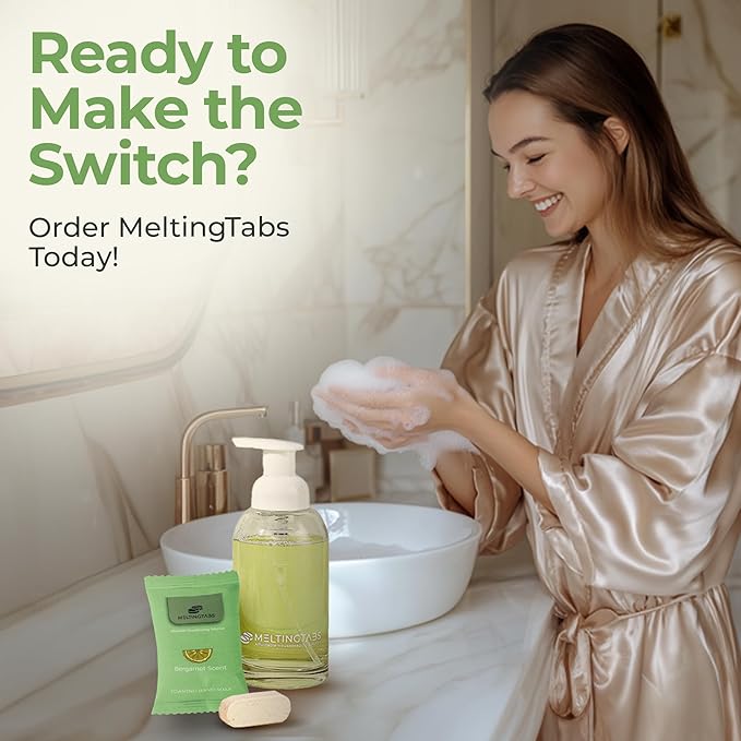 Foaming Hand Soap Refill Tablets - Bergamot Scent - Hand Wash Concentrate, Portable 10-Pack Travel Tablets