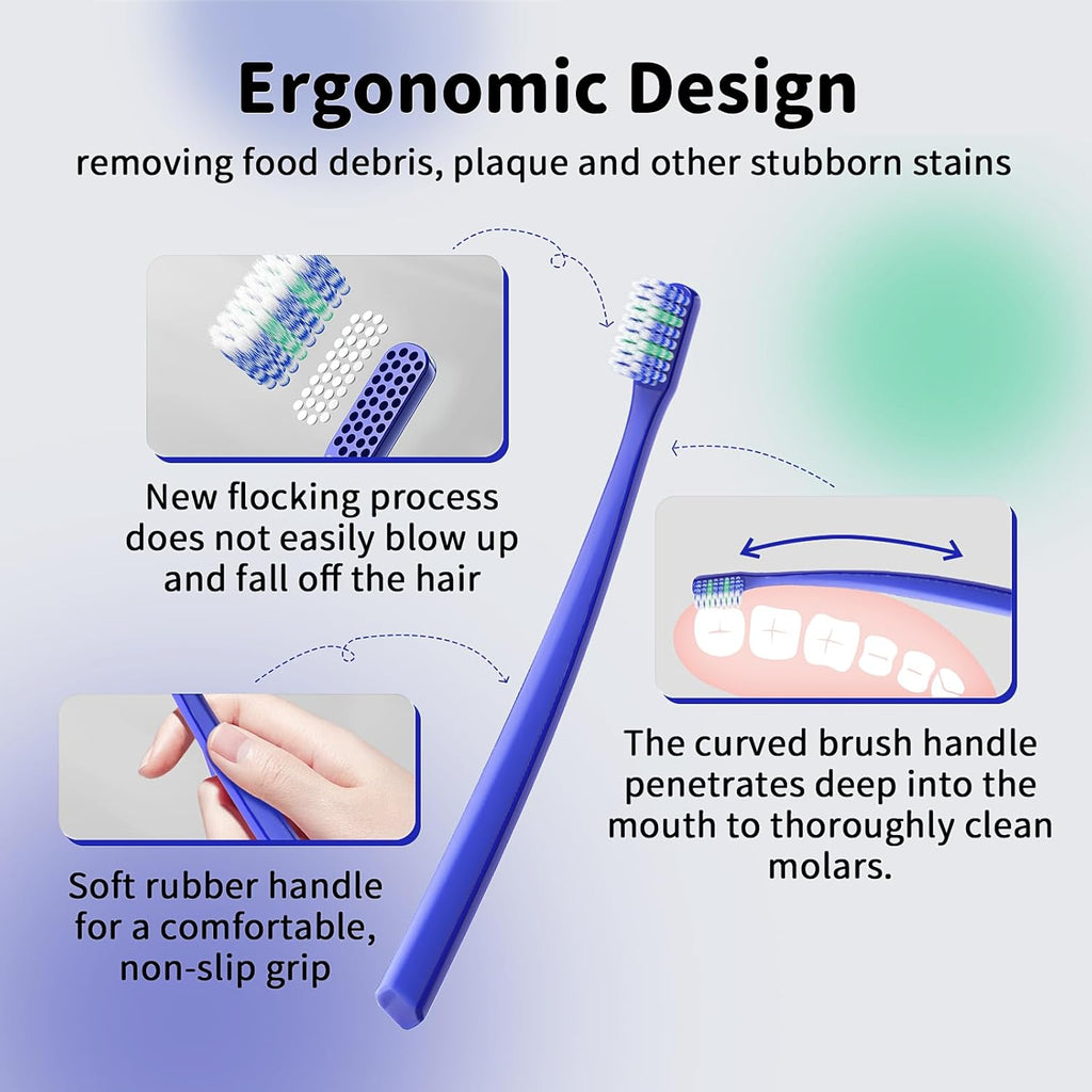 Soft MenToothbrushes with Dual Action Flossing Sprar Bristles Adult Manual Toothbrushes with Toothbrush Head Coves Helps in Teeth Whitening Remove Tea Coffee Stains (6 Count)