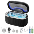 Ultrasonic Cleaner Set with Basket & Light, 304 Stainless Steel Tank, Includes 2×100ml Cleaning Solutions for Silver, Gold, Diamond Rings, Retainers, Glasses, Dentures & Watches
