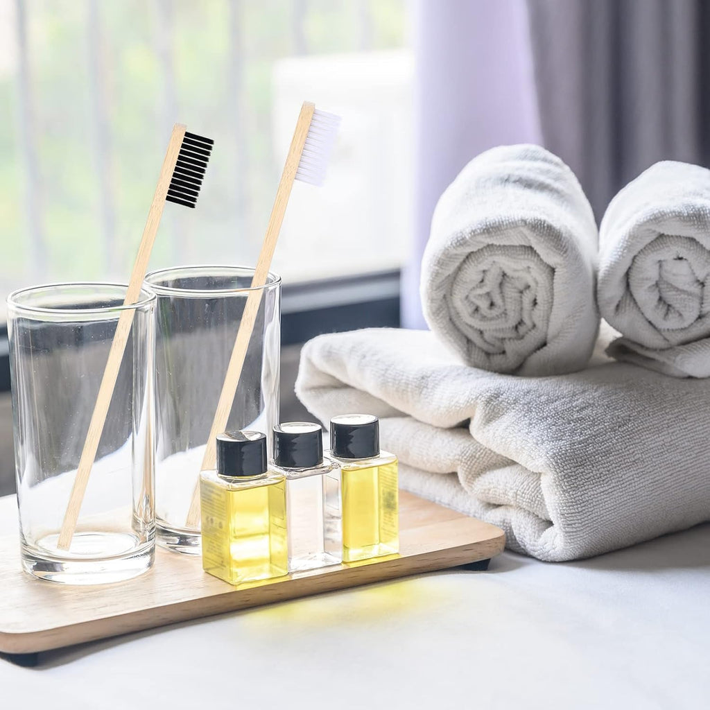 Vesici 100 Pcs Bamboo Toothbrushes Bulk Soft Bristles Toothbrushes with Micro Fur Ultra Wooden Bamboo Teeth Brushes Manual for Adults Travel Family Hotel Use Individually Packaged (Black,White)