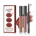 3 in 1 Lip Liner Pencil and Lipstick lipgloss Set Matte Lipstick Lip Gloss Kit Long-lasting Nonstick Cup Smudge Proof Lip Kits with Lip Liner,Moisturizing Lip Tint Lip Stain Makeup (03#Cinnamon Bun)