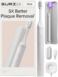 SURI 2.0 New Sonic Electric Toothbrush with Pressure Sensor & UV-Cleaning Travel Case | 1 Month+ Battery | Electric Toothbrush for Adults | Travel Toothbrushes | Tooth Brush | White