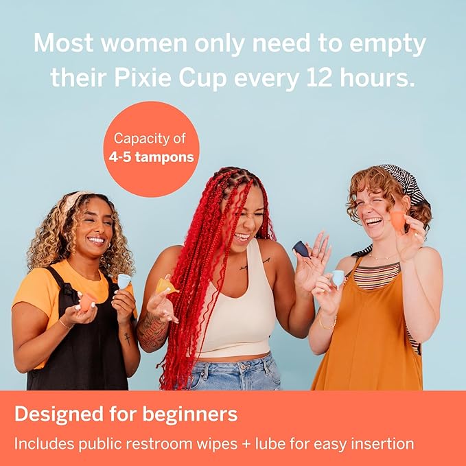 2 Pixie Menstrual Cups - No Metals or Toxins - Ranked 1 for The Most Soft Reusable Period Cups - Wear 12 Hours - 100% Medical-Grade Silicone - Tampon Alternative - Buy One We Give One (Combo)