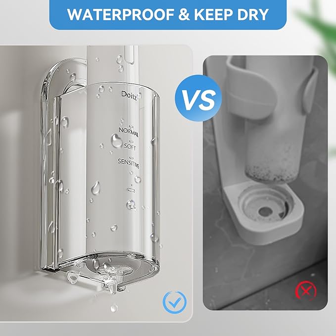 MOPMS Electric Toothbrush Holders, Wall Mounted Tooth Brushing Holder for Bathroom, Self Adhesive Electric Toothbrush Organizer Space Saver (2Pcs Clear)