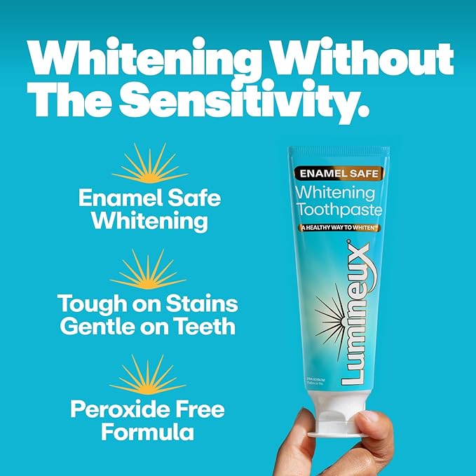 Lumineux Teeth Whitening Toothpaste 3 Pack Peroxide Free Enamel Safe for Sensitive Whiter Teeth, Fluoride Free, No Alcohol, Artificial Colors, SLS Free Dentist Formulated - 3.75 Oz