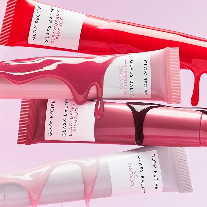 Glow Recipe Glass Balm Lip Treatment - 12Hr Hydrating Lip Balm & Moisturizer with Hyaluronic Acid to Smooth, Plump & Protect from Dryness - Sheer Soft Pink Tint, Watermelon Bingsoo (15 ml)