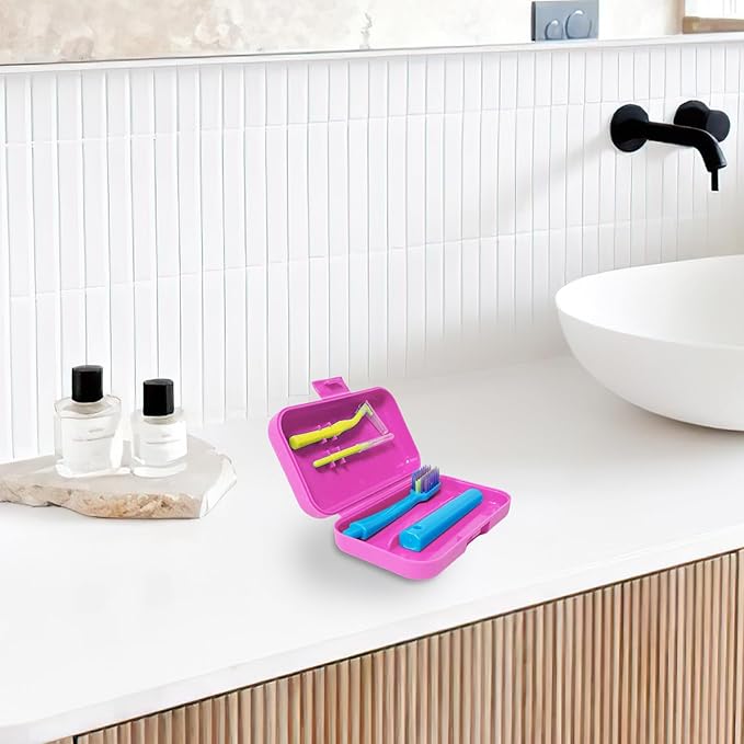 3-Pack Dental Care Kit - Angled Orthodontic Toothbrush, Interdental Brush, and Standard Toothbrush with Travel Case, Soft Bristles for Braces and Teeth Cleaning