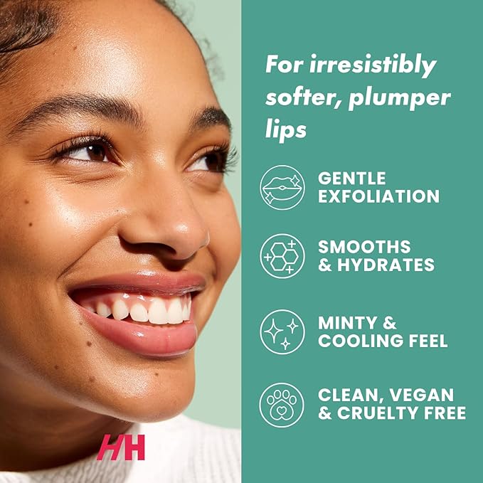 Handmade Heroes Peppermint Lip Scrub - 100% Natural Vegan Conditioning Lip Exfoliator & Sugar Polish for Dry Chapped Lips - Lip Plumper & Hydrating Lip Therapy for Smooth Supple Lips 1 oz
